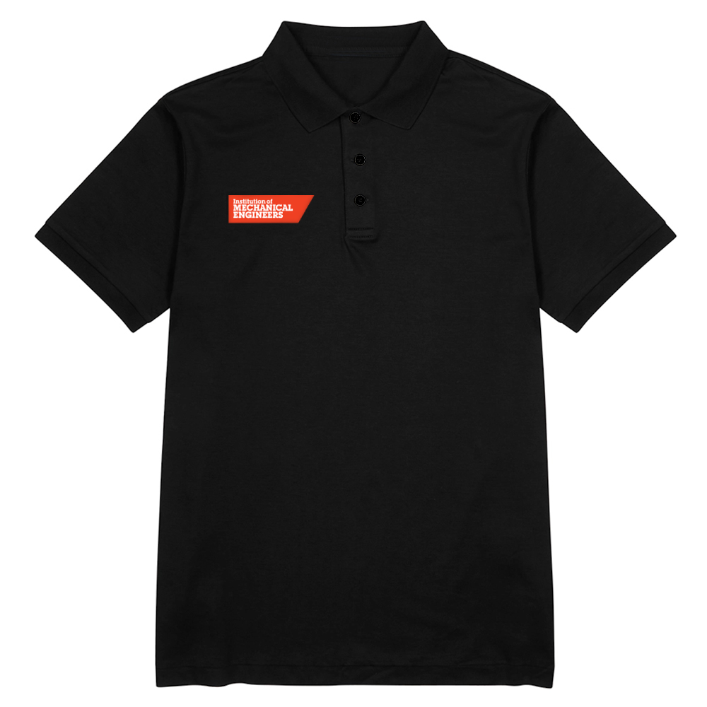 Black polo shirt with IMechE logo